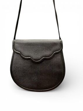 Vintage Yves Saint Laurent Black Scalloped Flap Crossbody Bag